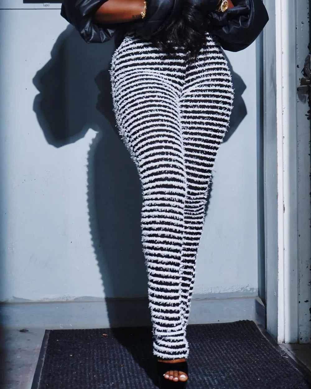 Fuzzy Black and white pants