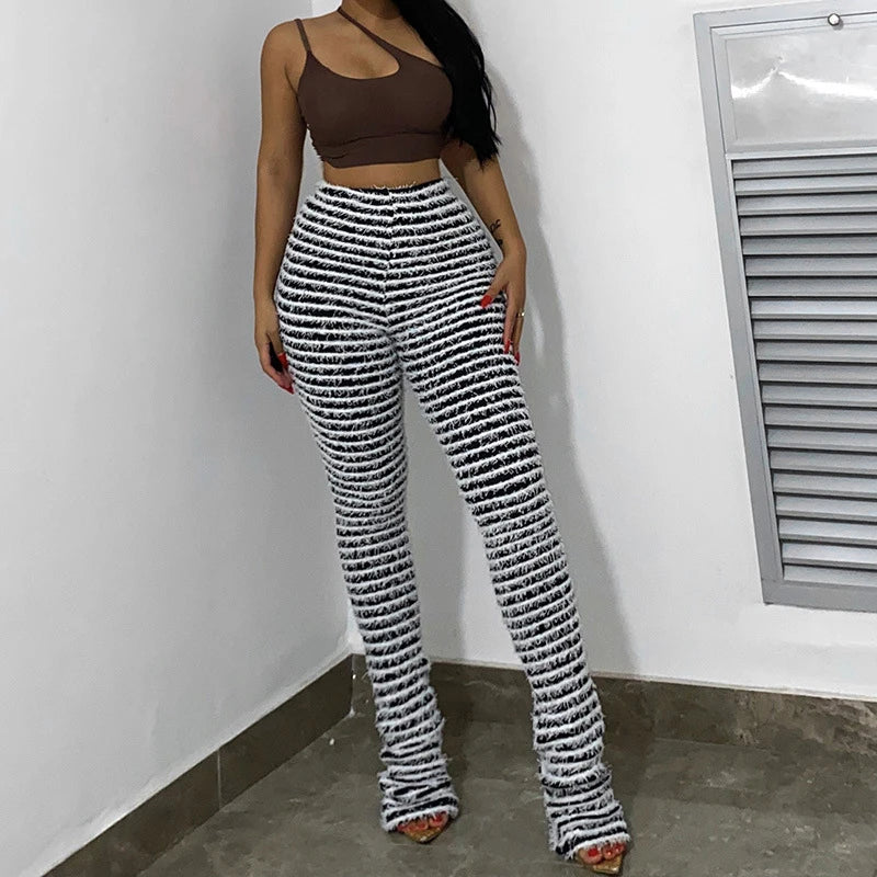 Fuzzy Black and white pants