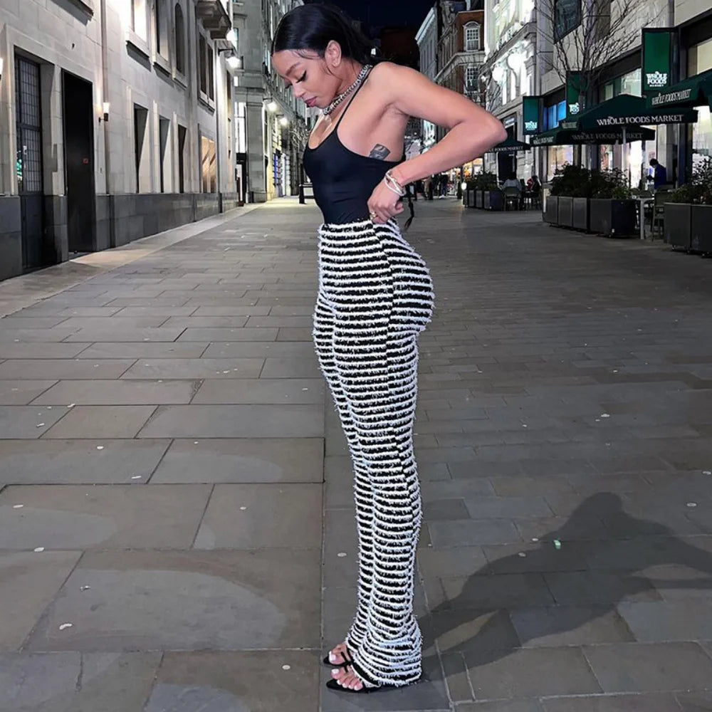 Fuzzy Black and white pants