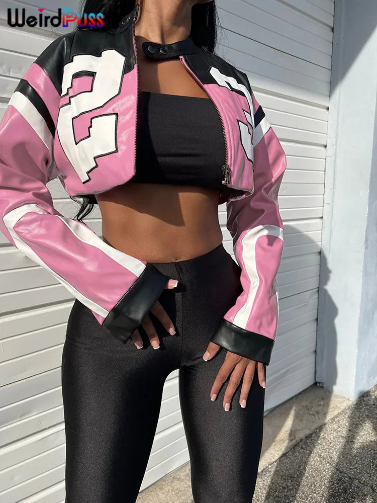 Varsity Jacket Women Hipster Letter Print