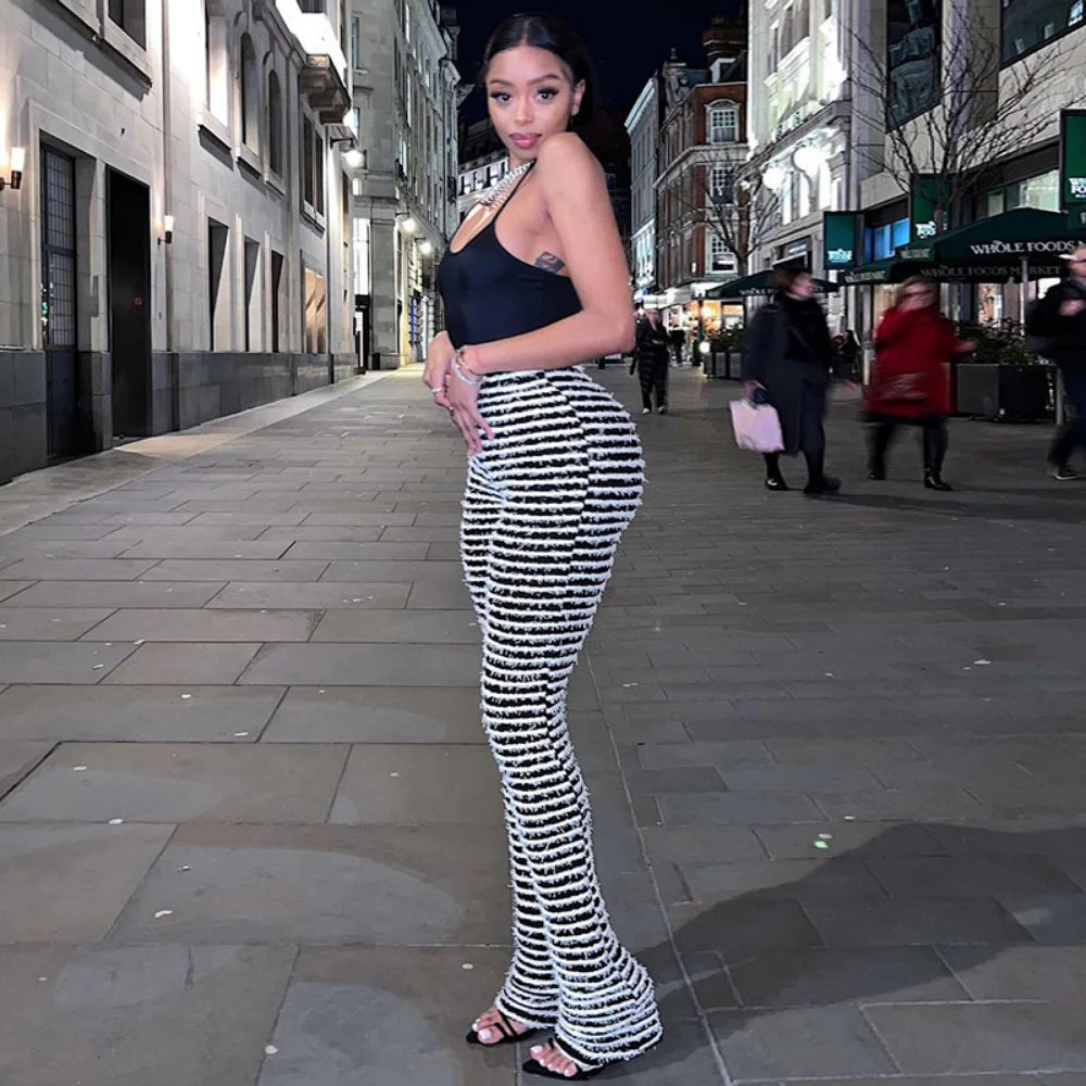 Fuzzy Black and white pants
